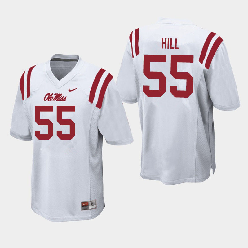 KD Hill Ole Miss Rebels NCAA Men's White #55 Stitched Limited College Football Jersey YUV6858BW